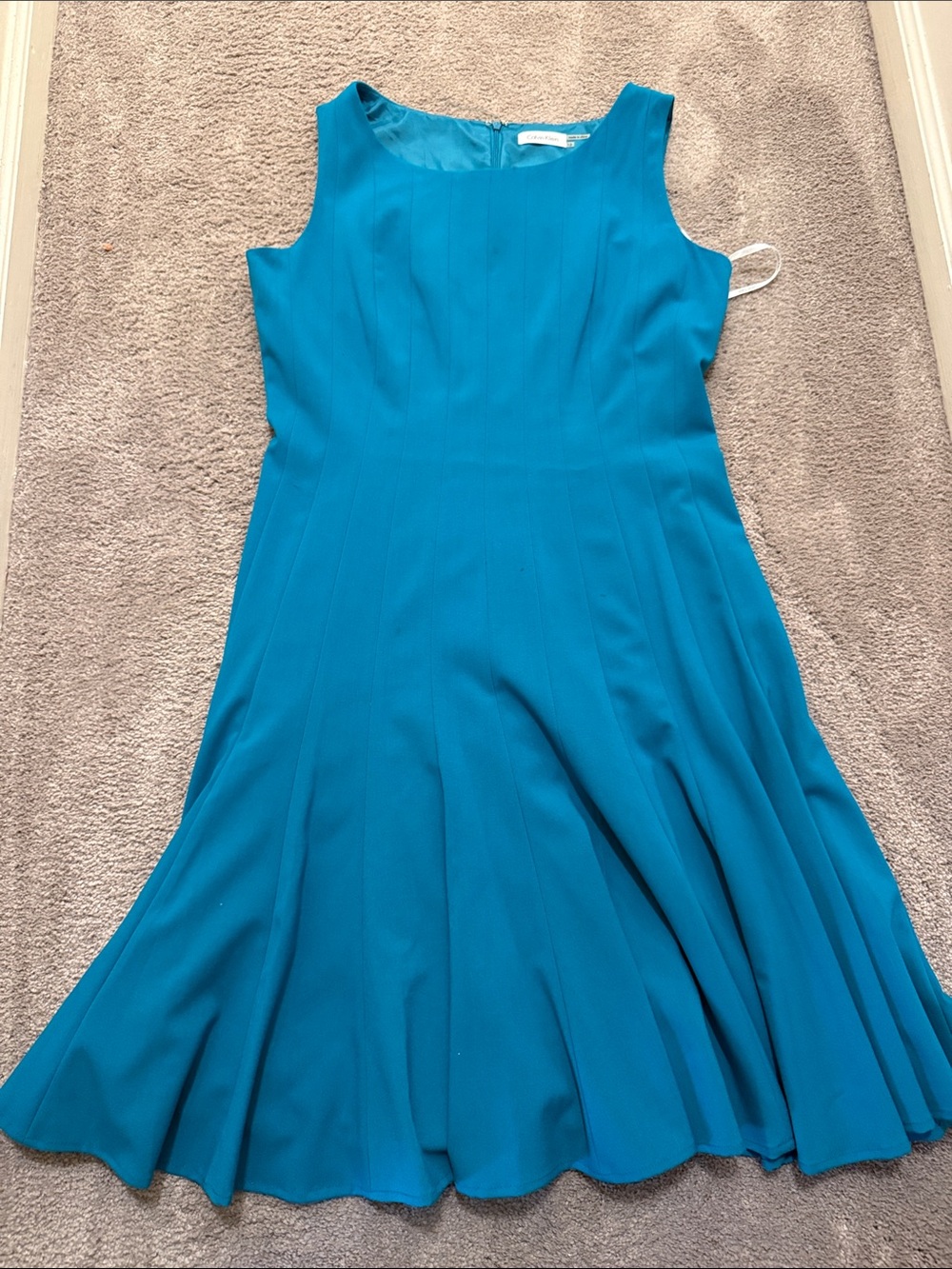 Calvin Klein Teal Sleeveless A-Line Midi Dress